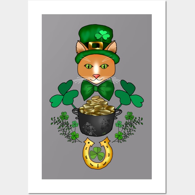 Ginger Cat Ready For St. Pat's Wall Art by IrishViking2